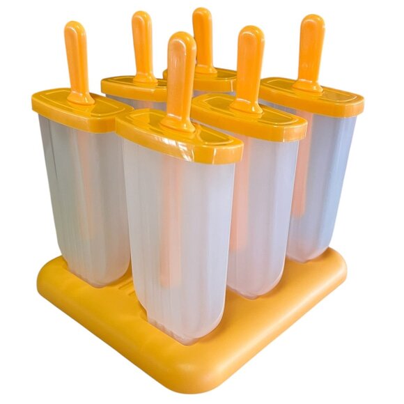 Popsicle Molds Ice Pop Molds Makers With Sticks 6 Pack Reusable Groovy Orange - Picture 1 of 6
